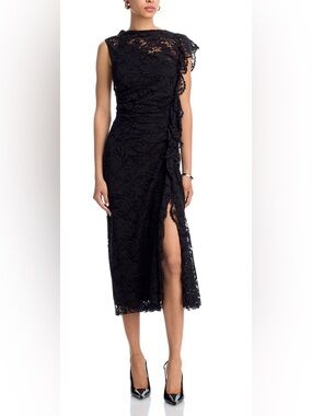 A.L.C. Astrid Lace Ruched Midi-Dress